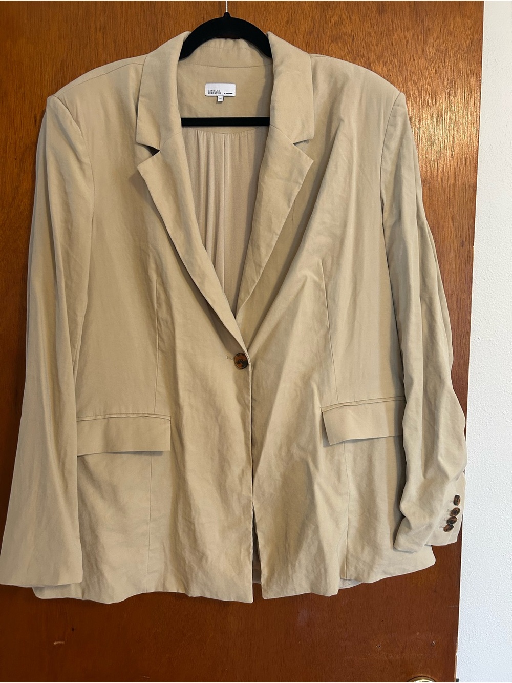 DANIELLE BERNSTEIN Light Beige Single-Button Blazer